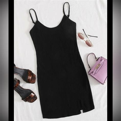 SHEIN Dresses Split Hem Ribknit Bodycon Dress Poshmark