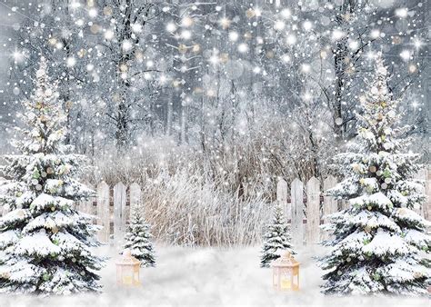 Avezano Christmas Tree Winter Snow Scene Photography Backdrop holiday