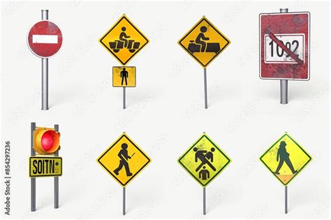 Traffic signals and road signs illustrating safety tips Stock ...