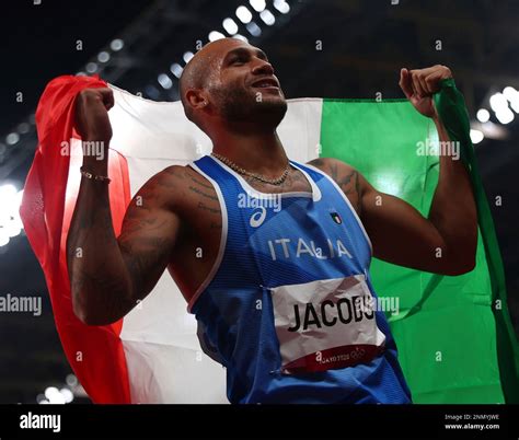 Jacobs Lamont Marcell Of Italy Reacts After Winning Athletics Men S