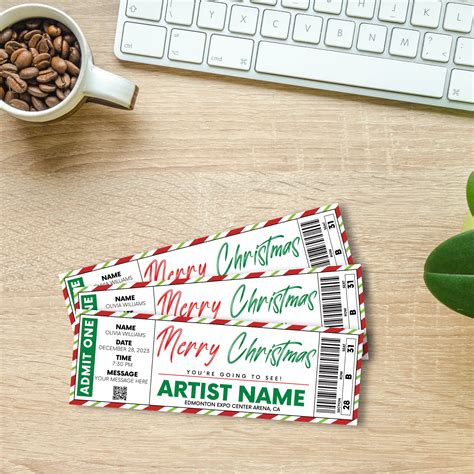 Editable Christmas Concert Ticket Printable Template Surprise Ticket With Photo Printable