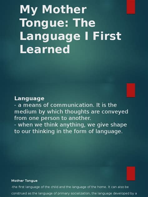 My Mother Tongue: The Language I First Learned | PDF | First Language ...