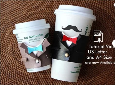 Выкройка необычные держатели для стаканчика кофе в стиле пиджачков