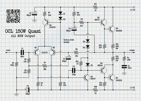 ℕ𝕪𝕖𝕥𝕣𝕦𝕞 - OCL 150 Watt Quasi (All NPN) | Electronic schematics, Audio