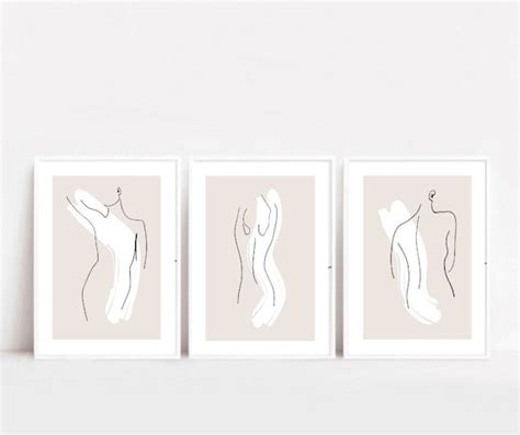Set Of Abstract Drawing Naked Body Women Print Poster Etsy