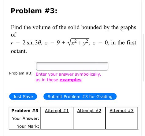 Solved Problem Find The Volume Of The Solid Bounded By Chegg