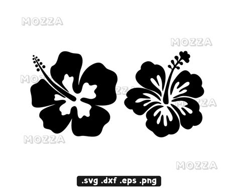 Hibiscus Silhouette Svg Hibiscus Clip Art Hawaiian Flower Etsy