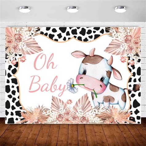 Amazon Inmemory Holy Cow Baby Shower Backdrop Bohemian Pampas