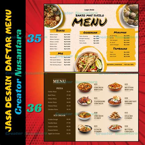 Jual Desain Daftar Menu Makanan Minuman Edit Daftar Menu Custom