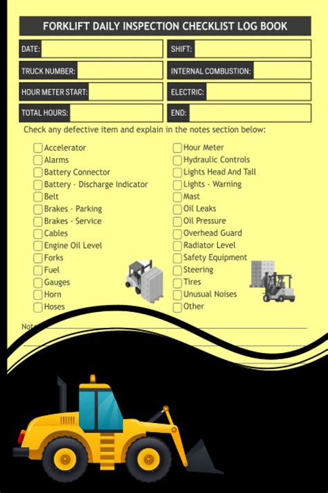 Forklift Daily Inspection Checklist Log Book Daily Operator Checklist