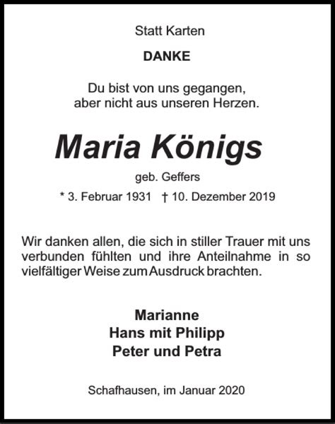 Traueranzeigen Von Maria K Nigs Aachen Gedenkt