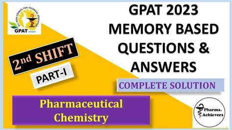 GPAT 2023 Memory Based Questions Answers Pharmaceutical