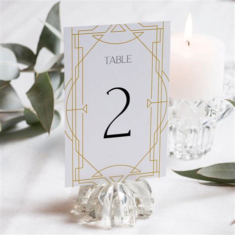 Gold Art Deco Table Numbers Art Nouveau Wedding Table Numerals