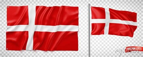 Vector Realistic Illustration Of Danish Flags On A Transparent Wall