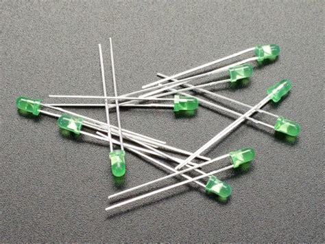 LED Green 3mm Diffused General Purpose 10 Pack ProtoSupplies