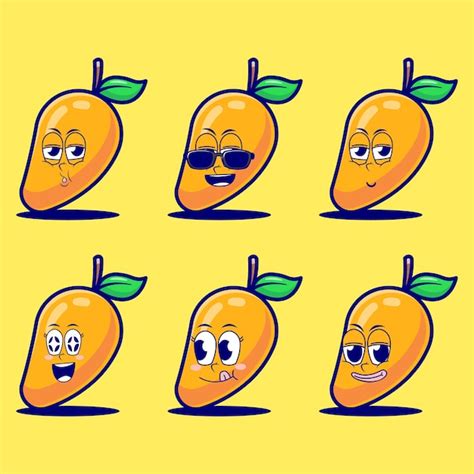 Premium Vector Vector Cartoon Emojis Of Mango