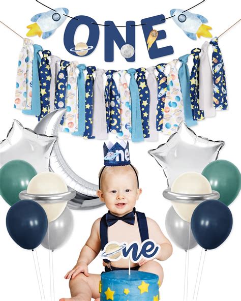 Buy Outer Space 1st Birthday High Chair Banner First Trip Around the Sun Birthday Decorations ...