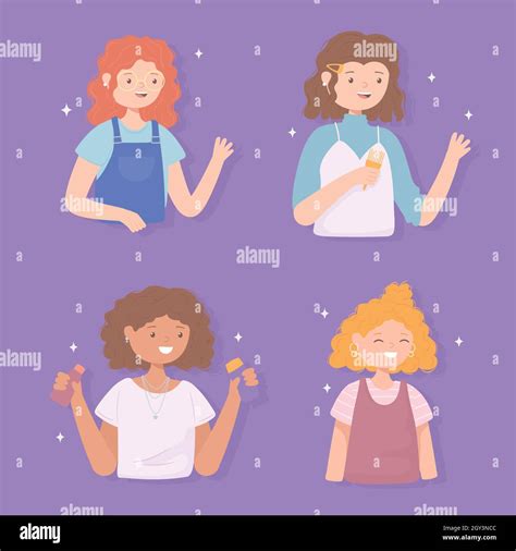 Girls With Curly Hair Stock Vector Image And Art Alamy