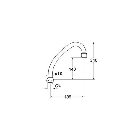 Grohe Bec tubulaire pour robinetterie verticale de cuisine 1 2 Chromé