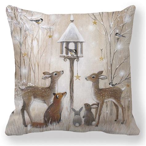 Christmas Pillow Covers Pillow Case Cushion Cover For Sofa Elk Snowman