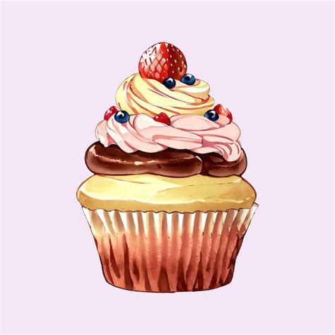 Premium Vector Water Color Vector Cupcakes