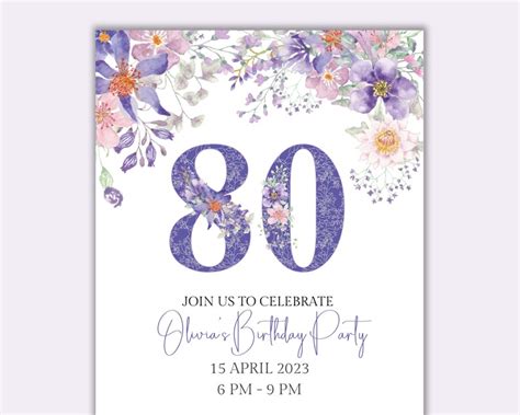 Downloadable 80th Birthday Invitation Template Surprise 80th Birthday