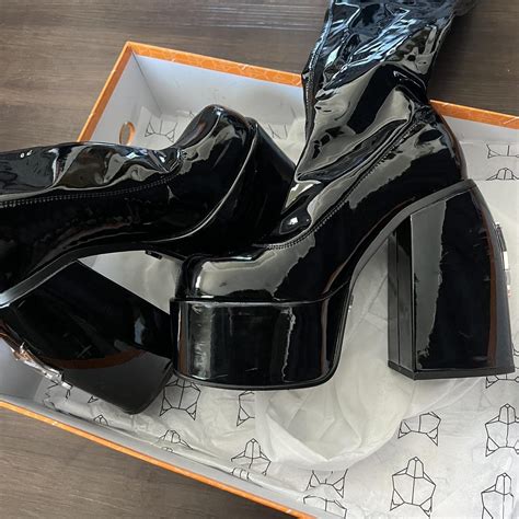 Naked Wolfe Women S Black Boots Depop