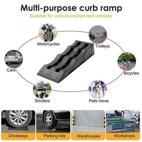 2PCS Wavy Ramp Car Ramps Plastic Kerb Ramps Heavy Duty Car Lift Ramps ... 