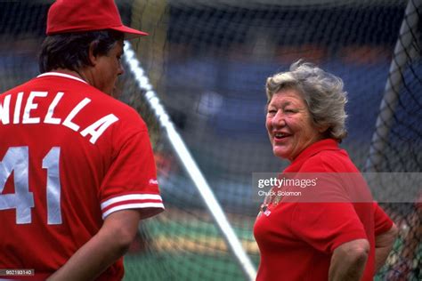 Cincinnati Reds owner Marge Schott with manager Lou Piniella before ...