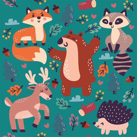 Cute forest animals wallpaper - Peel and Stick or Non-Pasted