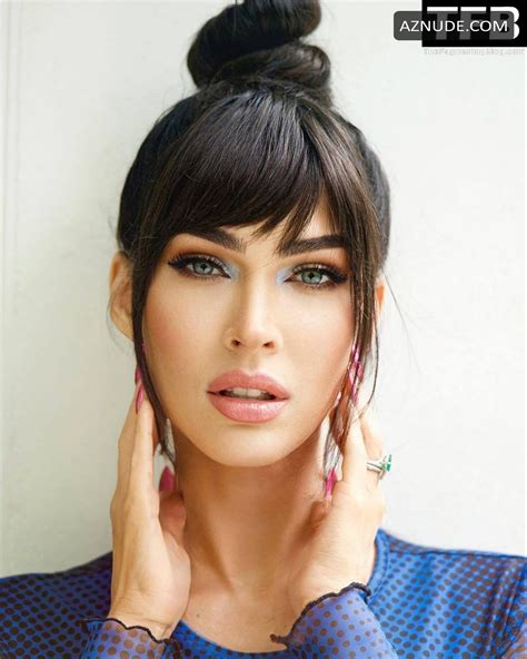 Megan Fox Sexy Poses Showcasing Her Hot Legs And Abs In A Blue Outfit In A Photoshoot Aznude