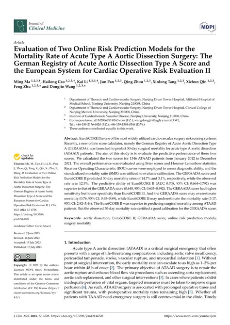 PDF Evaluation Of Two Online Risk Prediction Models For The Mortality