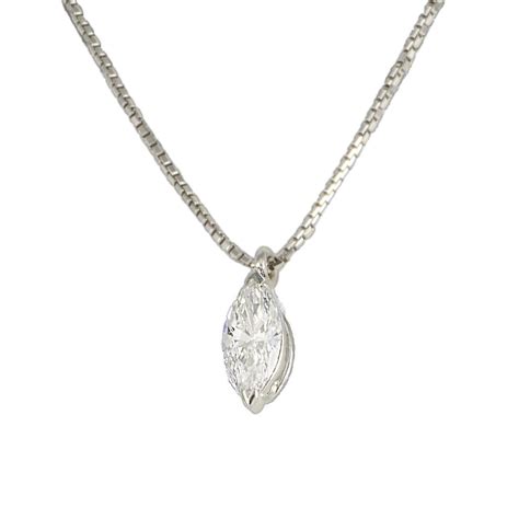 COLLIER PUNTO LUCE TAGLIO NAVETTE IN ORO BIANCO E DIAMANTE CT 0 43