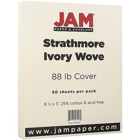 Jam Paper Strathmore 80 Lb Cardstock Paper 8 5 X 11 Ivory 50