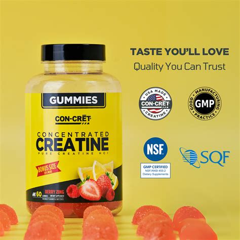 Creatine Gummies Con CrĒt Creatine Hcl 60 Count Con Cret Patented Creatine Hcl