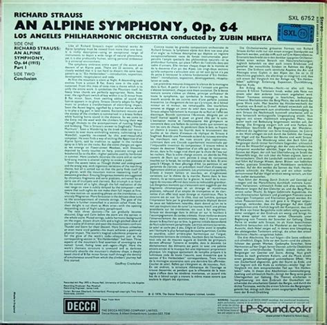 RICHARD STRAUSS AN ALPINE SYMPHONY LOS ANGELES ZUBIN MEHTA SXL 6752