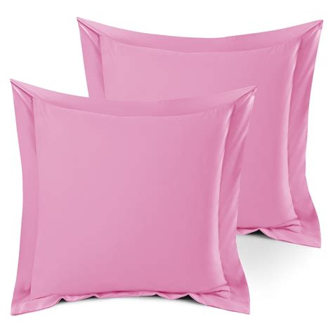 Set of 2 Euro 18"x18" Size Pillow Shams Light Pink, Hotel Luxury Soft ...