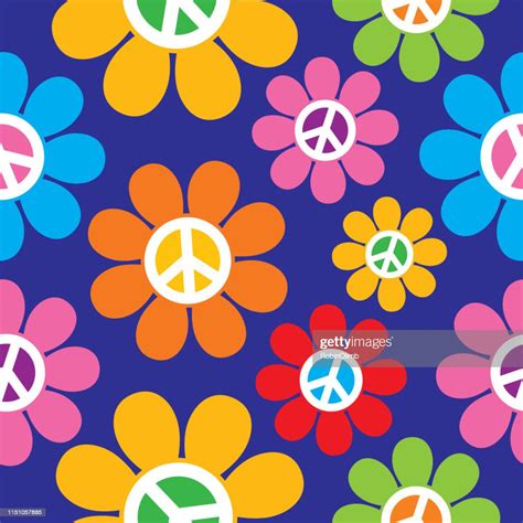 Retro Peace Sign Flowers Seamless Pattern High Res Vector Graphic Getty Images