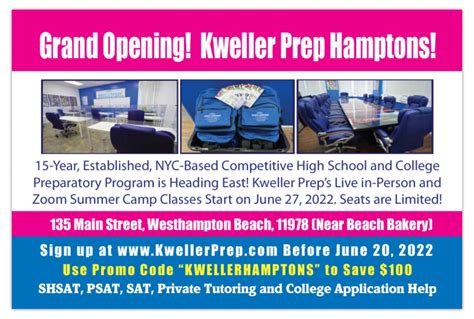 Kweller Prep Tutoring And Educational Services Inc Opens Hamptons