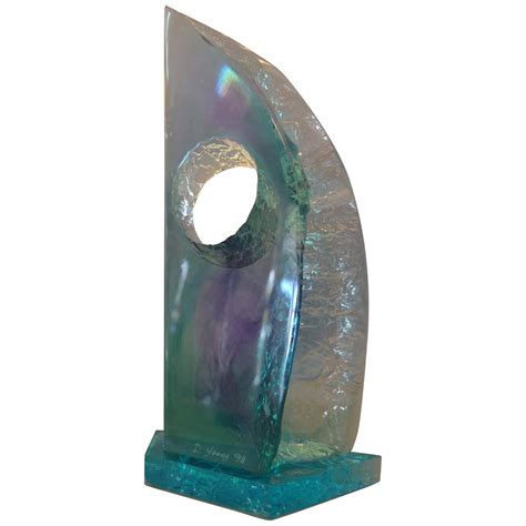 Modern Abstract Blue Shades Acrylic Sculpture by Young, 1998 For Sale ...