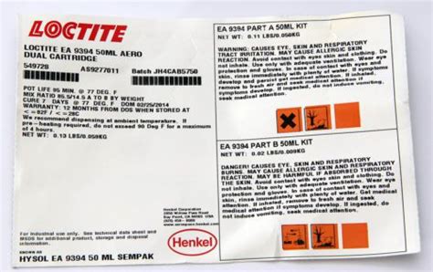 Locktite Hysol EA 9394 adhesive 50 ml Aero Dual cartridge with mixing ...