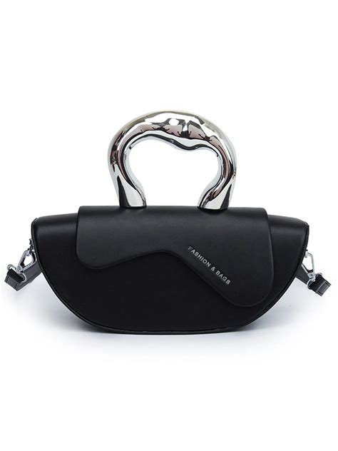 Fashionable Metal Handle Handbag Irregular Design Crossbody Bag Stylewe