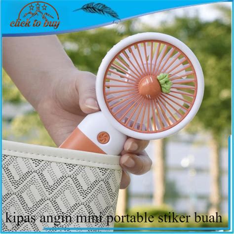 Kipas Angin Mini Portable Buah Stiker Dengan Stand Viral Lucu Bisa