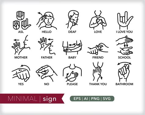 Sign Language Icons Asl Communication Icon Illustrations Eps Png