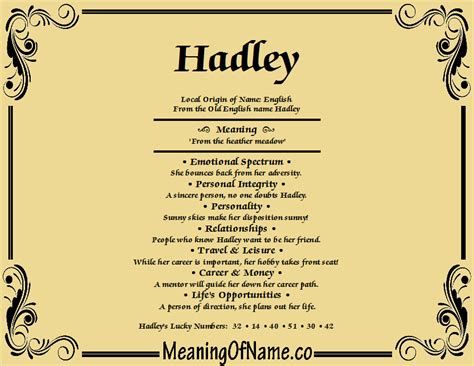 Hadley - Meaning of Name