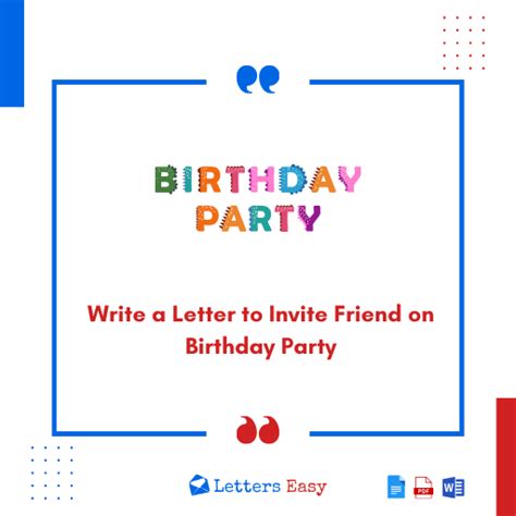 Write A Letter To Invite Friend On Birthday Party Best 15 Templates