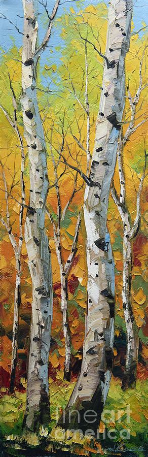 Autumn Birch Tree Forest Landscape Painting Painting By Willson Lau