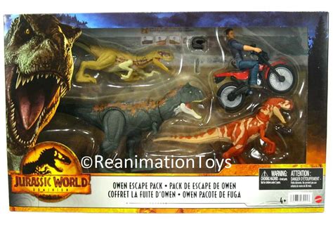 Jurassic World Dominion Owen Escape Pack W Atrociraptor Carnotaurus