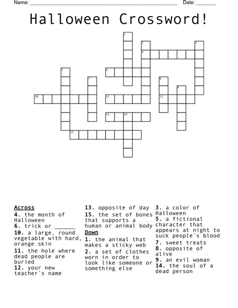 Halloween Crossword! - WordMint