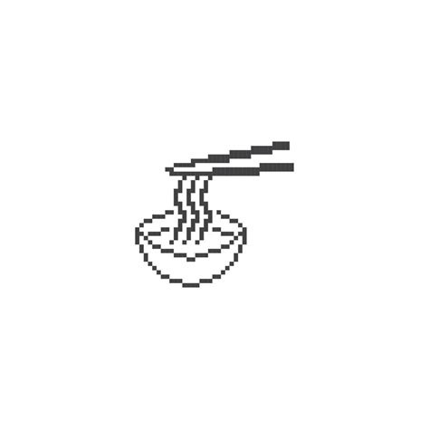 Noodles Bowl Ramen Pixel Art Line Icon Vector Illustration 8698824